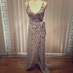 Black and White Polka Dot Wrap Dress